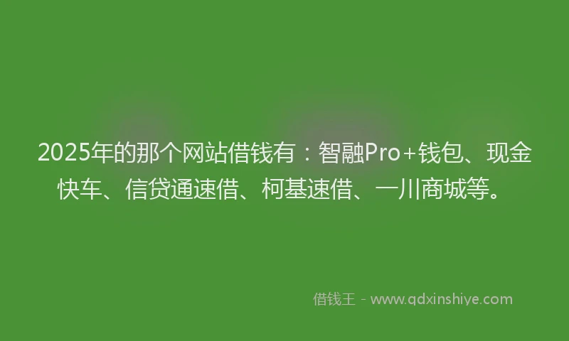 2025年的那个网站借钱有：智融Pro+钱包、现金快车、信贷通速借、柯基速借、一川商城等。