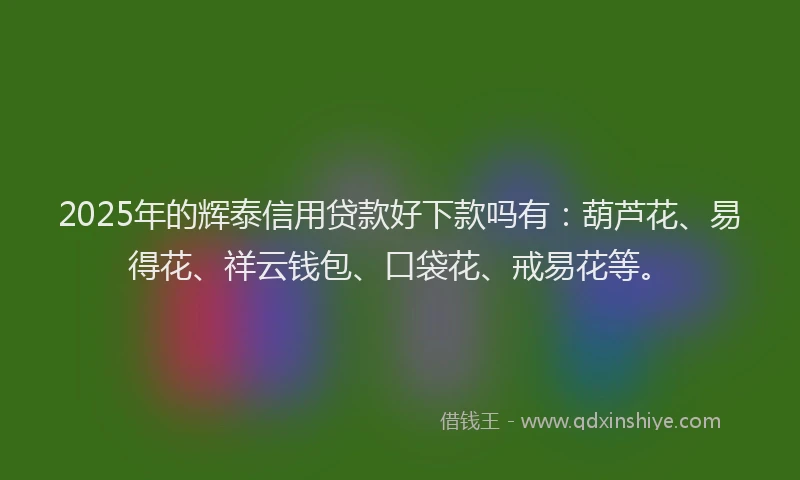 2025年的辉泰信用贷款好下款吗有：葫芦花、易得花、祥云钱包、口袋花、戒易花等。