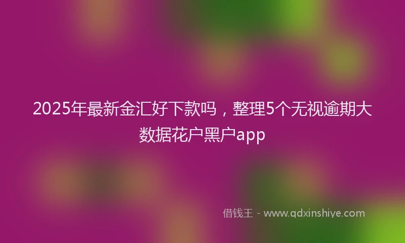 2025年最新金汇好下款吗，整理5个无视逾期大数据花户黑户app