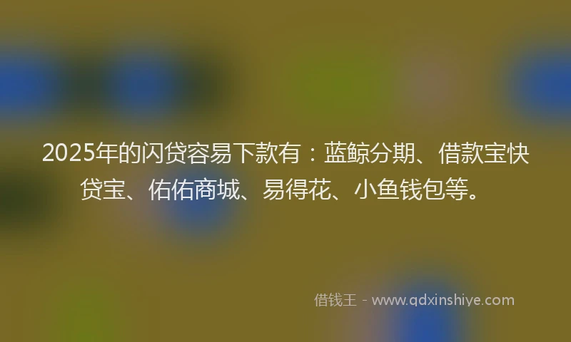 2025年的闪贷容易下款有：蓝鲸分期、借款宝快贷宝、佑佑商城、易得花、小鱼钱包等。