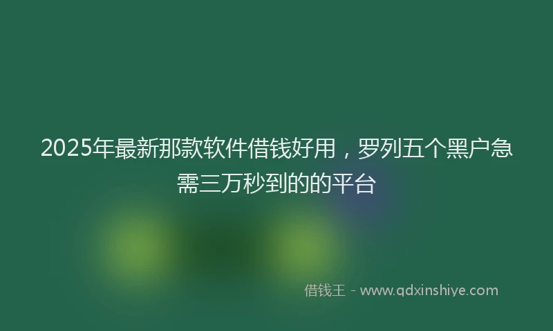 2025年最新那款软件借钱好用，罗列五个黑户急需三万秒到的的平台