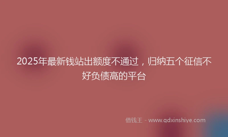 2025年最新钱站出额度不通过，归纳五个征信不好负债高的平台