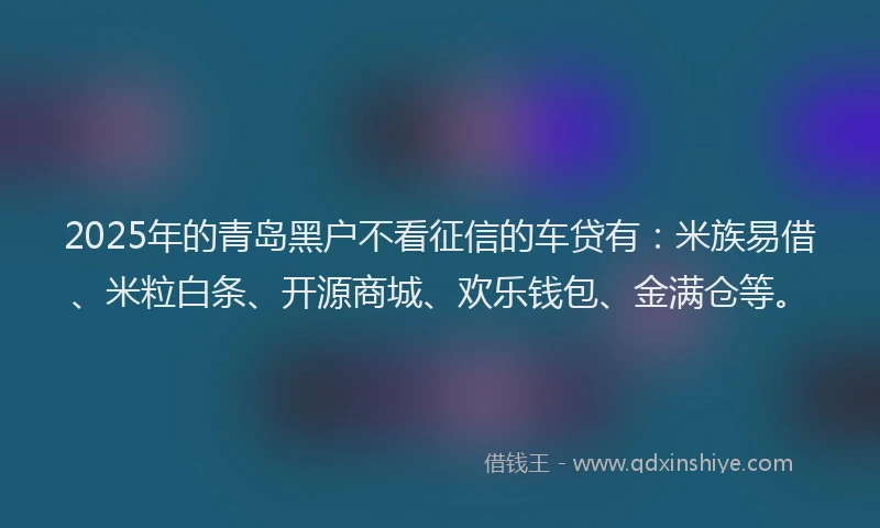 2025年的青岛黑户不看征信的车贷有：米族易借、米粒白条、开源商城、欢乐钱包、金满仓等。