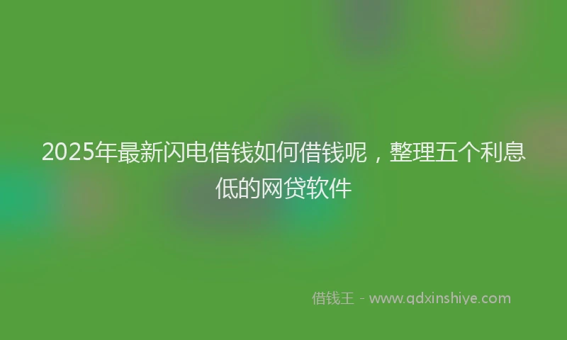 2025年最新闪电借钱如何借钱呢，整理五个利息低的网贷软件