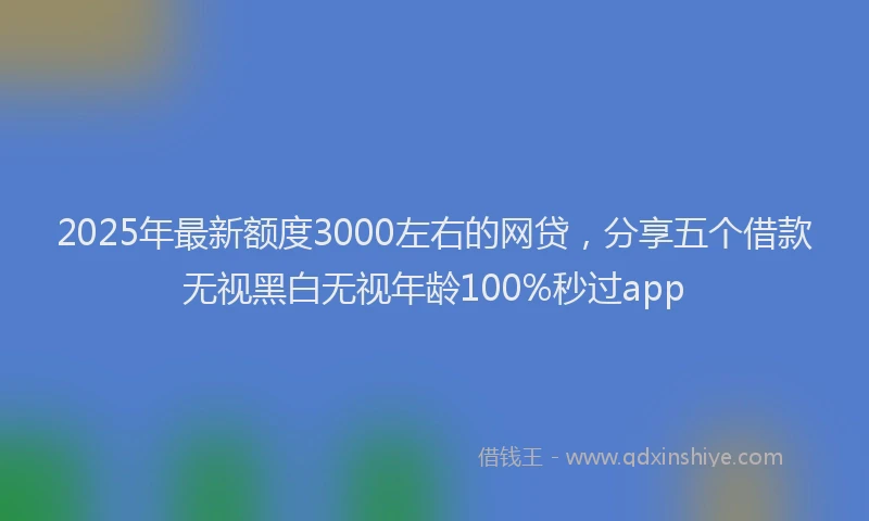 2025年最新额度3000左右的网贷，分享五个借款无视黑白无视年龄100%秒过app