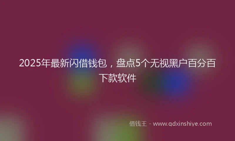 2025年最新闪借钱包，盘点5个无视黑户百分百下款软件