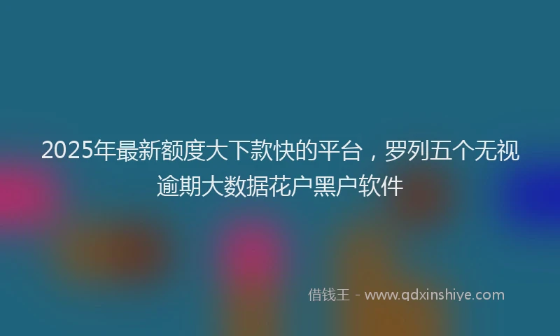 2025年最新额度大下款快的平台，罗列五个无视逾期大数据花户黑户软件