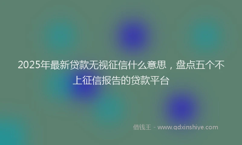 2025年最新贷款无视征信什么意思，盘点五个不上征信报告的贷款平台