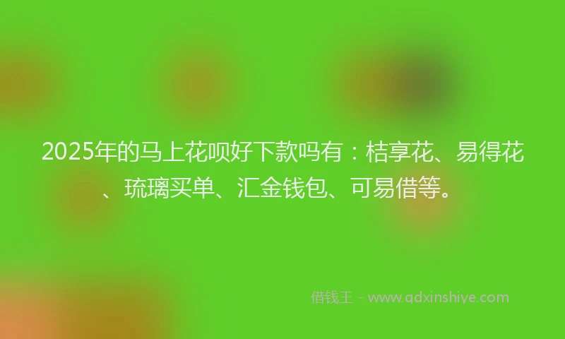 2025年的马上花呗好下款吗有：桔享花、易得花、琉璃买单、汇金钱包、可易借等。