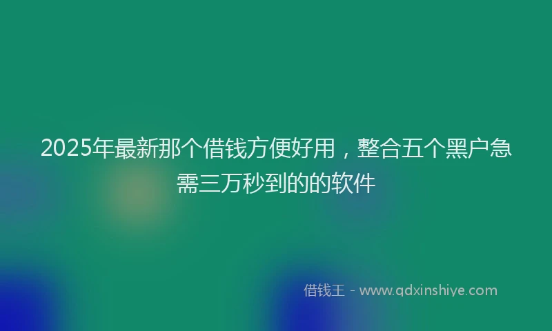 2025年最新那个借钱方便好用，整合五个黑户急需三万秒到的的软件