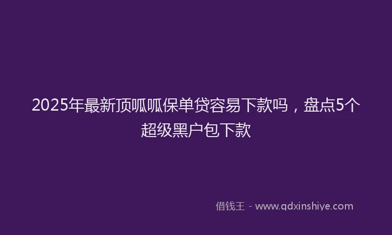2025年最新顶呱呱保单贷容易下款吗，盘点5个超级黑户包下款