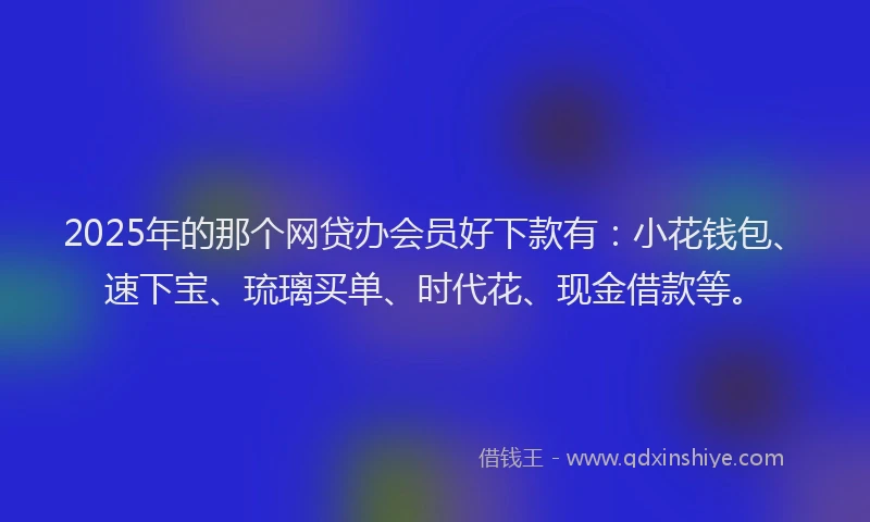 2025年的那个网贷办会员好下款有：小花钱包、速下宝、琉璃买单、时代花、现金借款等。