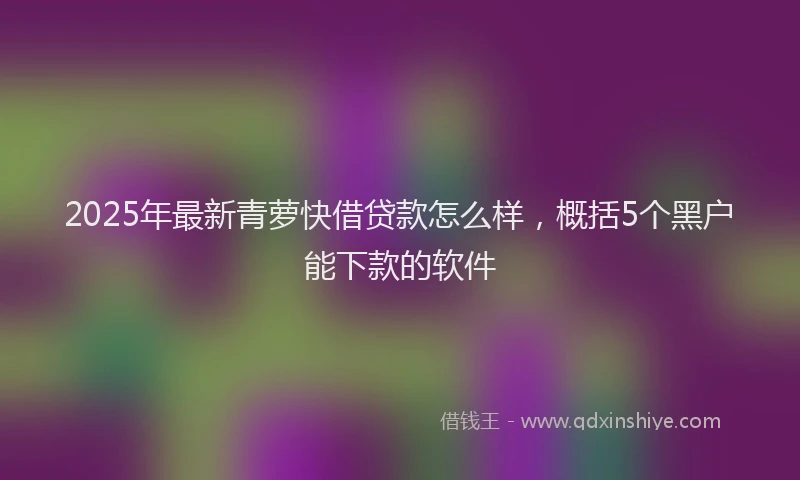 2025年最新青萝快借贷款怎么样，概括5个黑户能下款的软件