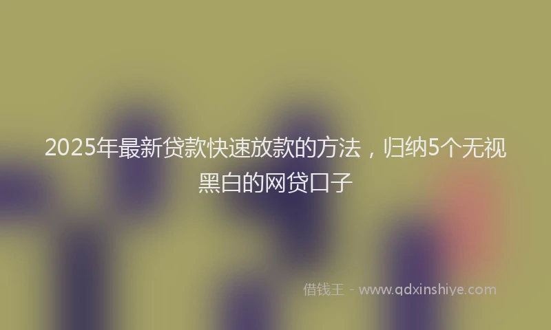 2025年最新贷款快速放款的方法，归纳5个无视黑白的网贷口子