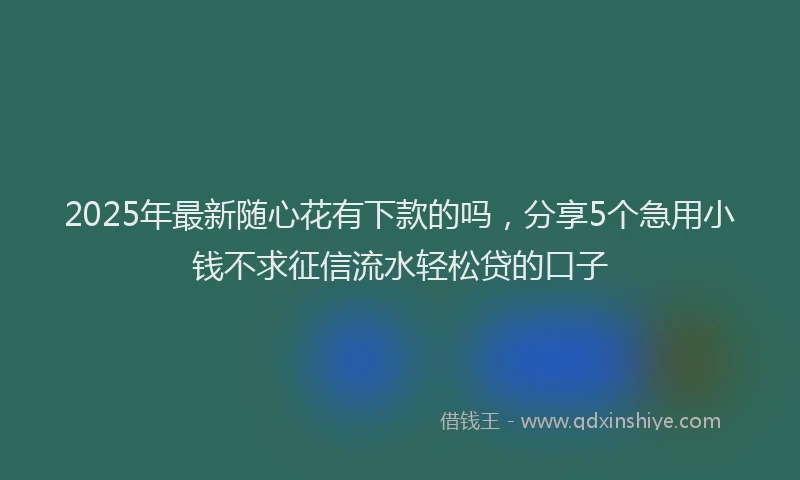 2025年最新随心花有下款的吗,分享5个急用小钱不求征信流水轻松贷的口子