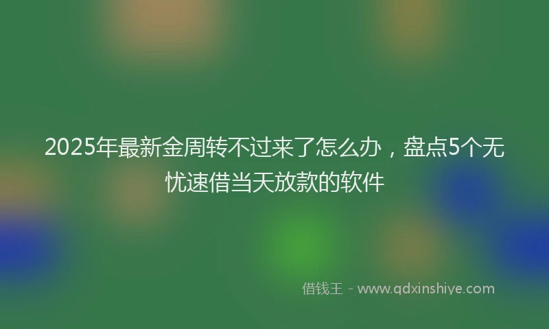 2025年最新金周转不过来了怎么办，盘点5个无忧速借当天放款的软件