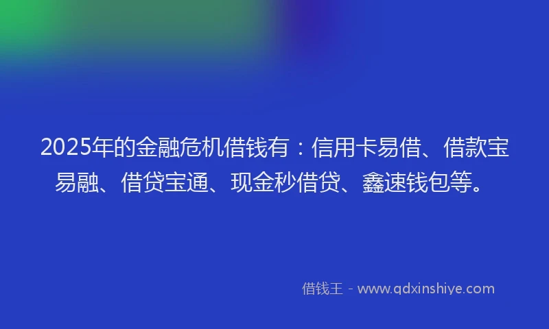 2025年的金融危机借钱有：信用卡易借、借款宝易融、借贷宝通、现金秒借贷、鑫速钱包等。