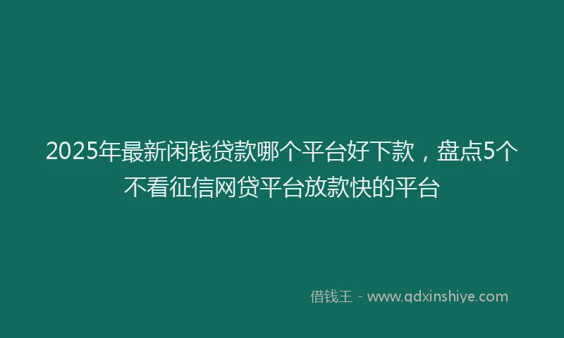 2025年最新闲钱贷款哪个平台好下款，盘点5个不看征信网贷平台放款快的平台
