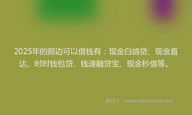 2025年的那边可以借钱有：现金白鸽贷、现金直达、时时钱包贷、钱速融贷宝、现金秒借等。
