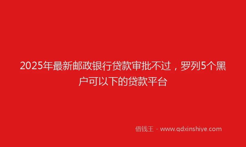 2025年最新邮政银行贷款审批不过，罗列5个黑户可以下的贷款平台