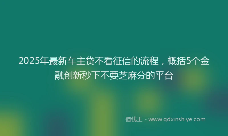 2025年最新车主贷不看征信的流程，概括5个金融创新秒下不要芝麻分的平台