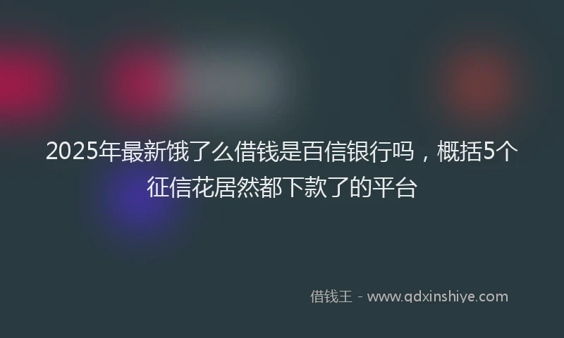 2025年最新饿了么借钱是百信银行吗，概括5个征信花居然都下款了的平台