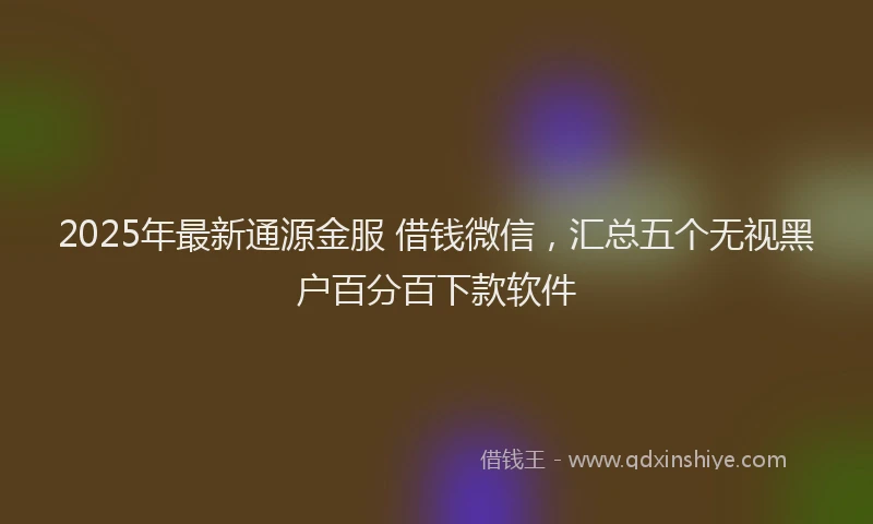 2025年最新通源金服 借钱微信，汇总五个无视黑户百分百下款软件