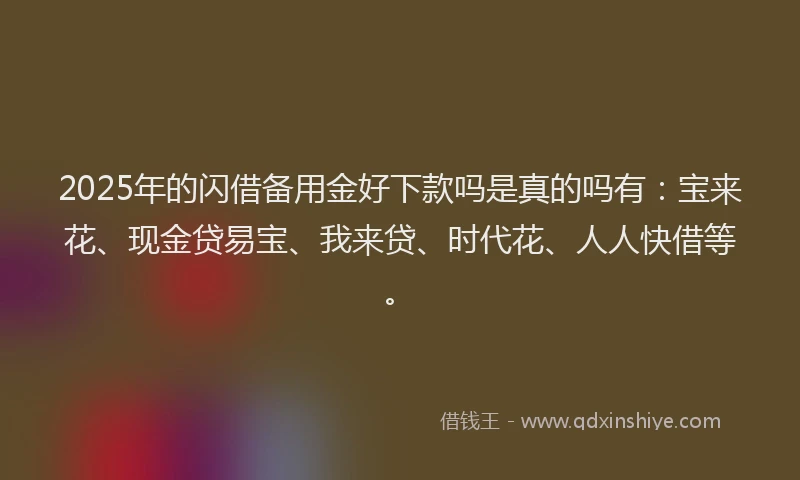 2025年的闪借备用金好下款吗是真的吗有:宝来花、现金贷易宝、我来贷、时代花、人人快借等。