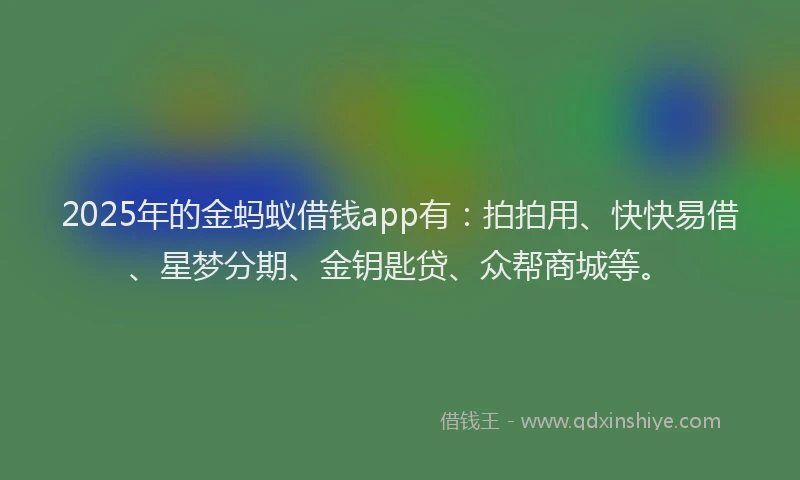 2025年的金蚂蚁借钱app有：拍拍用、快快易借、星梦分期、金钥匙贷、众帮商城等。