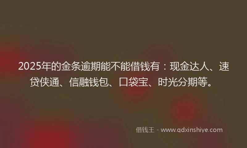 2025年的金条逾期能不能借钱有：现金达人、速贷侠通、信融钱包、口袋宝、时光分期等。