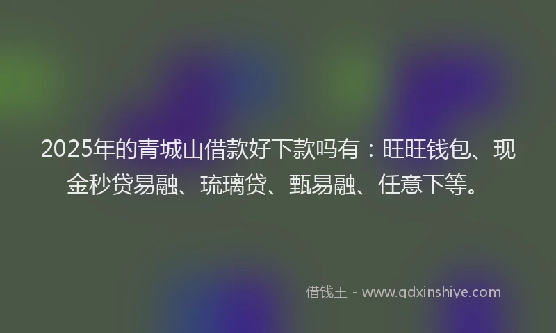 2025年的青城山借款好下款吗有：旺旺钱包、现金秒贷易融、琉璃贷、甄易融、任意下等。