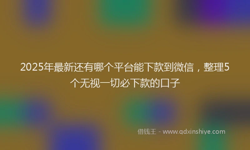 2025年最新还有哪个平台能下款到微信，整理5个无视一切必下款的口子