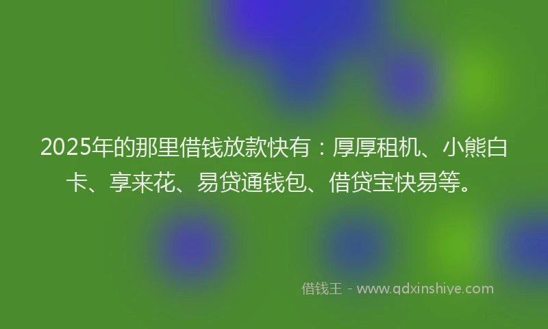 2025年的那里借钱放款快有：厚厚租机、小熊白卡、享来花、易贷通钱包、借贷宝快易等。
