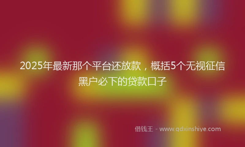 2025年最新那个平台还放款，概括5个无视征信黑户必下的贷款口子