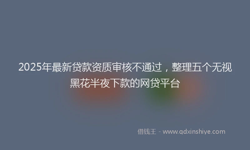 2025年最新贷款资质审核不通过，整理五个无视黑花半夜下款的网贷平台