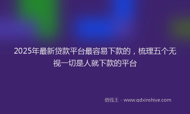 2025年最新贷款平台最容易下款的，梳理五个无视一切是人就下款的平台