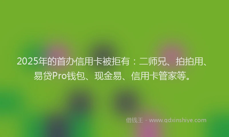 2025年的首办信用卡被拒有：二师兄、拍拍用、易贷Pro钱包、现金易、信用卡管家等。