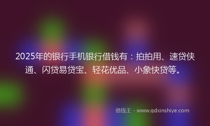 2025年的银行手机银行借钱有：拍拍用、速贷侠通、闪贷易贷宝、轻花优品、小象快贷等。