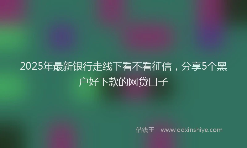 2025年最新银行走线下看不看征信，分享5个黑户好下款的网贷口子