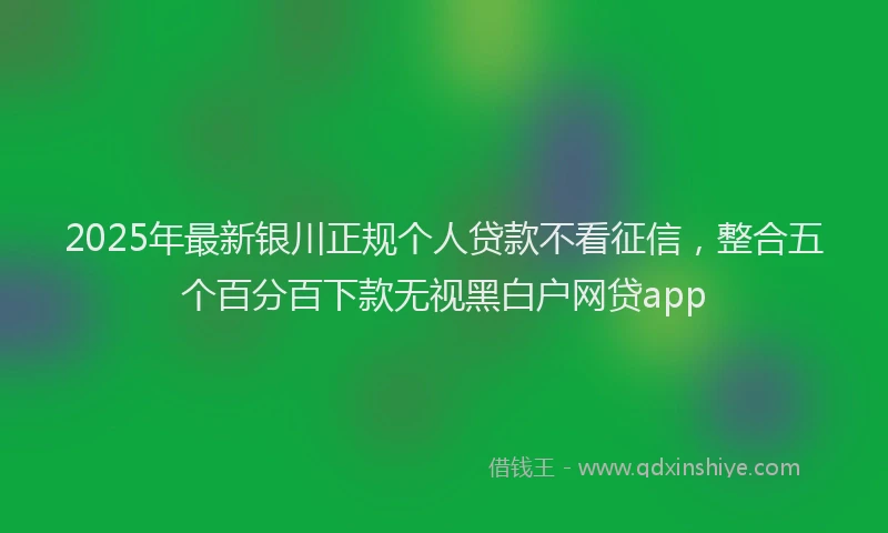2025年最新银川正规个人贷款不看征信，整合五个百分百下款无视黑白户网贷app