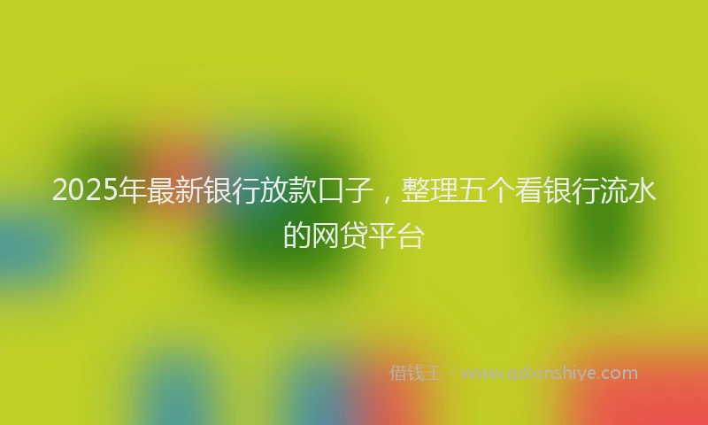 2025年最新银行放款口子，整理五个看银行流水的网贷平台