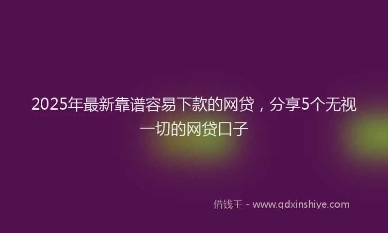 2025年最新靠谱容易下款的网贷，分享5个无视一切的网贷口子