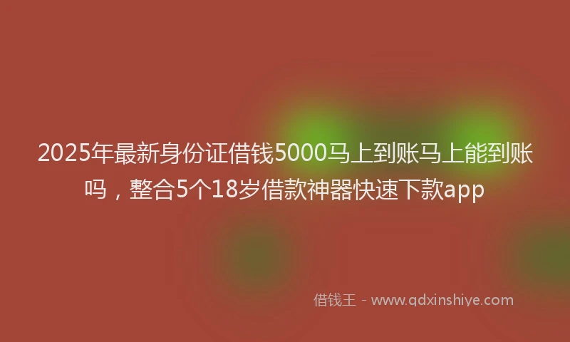 2025年最新身份证借钱5000马上到账马上能到账吗，整合5个18岁借款神器快速下款app