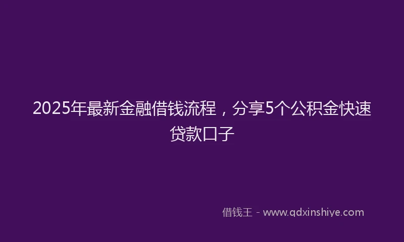 2025年最新金融借钱流程，分享5个公积金快速贷款口子