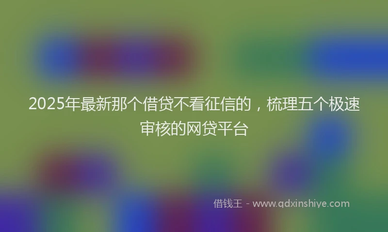 2025年最新那个借贷不看征信的，梳理五个极速审核的网贷平台