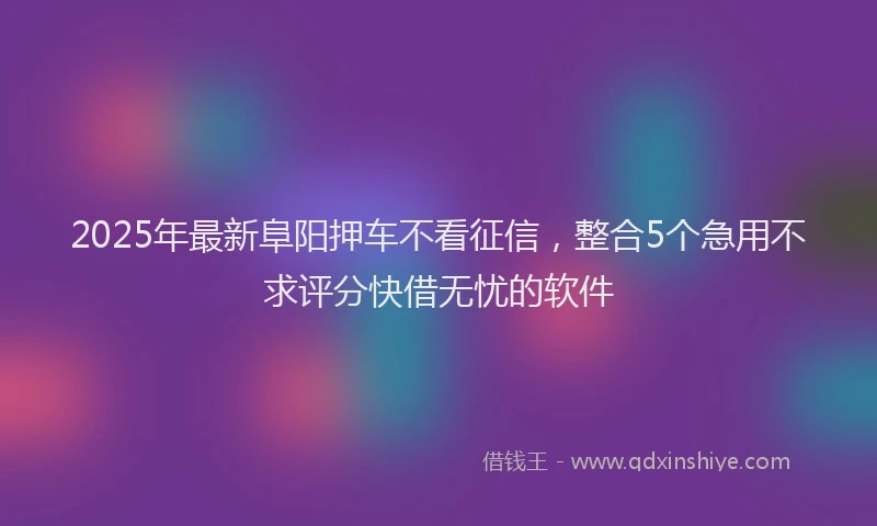 2025年最新阜阳押车不看征信，整合5个急用不求评分快借无忧的软件