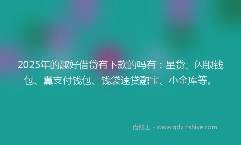 2025年的趣好借贷有下款的吗有：星贷、闪银钱包、翼支付钱包、钱袋速贷融宝、小金库等。