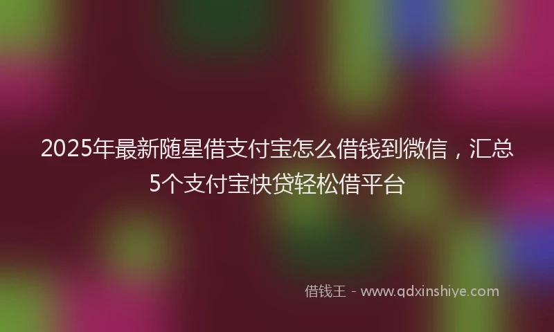 2025年最新随星借支付宝怎么借钱到微信，汇总5个支付宝快贷轻松借平台