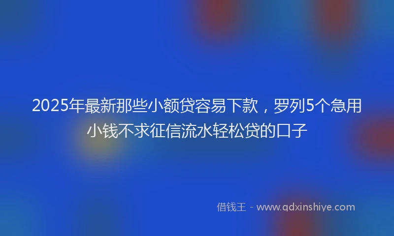 2025年最新那些小额贷容易下款，罗列5个急用小钱不求征信流水轻松贷的口子