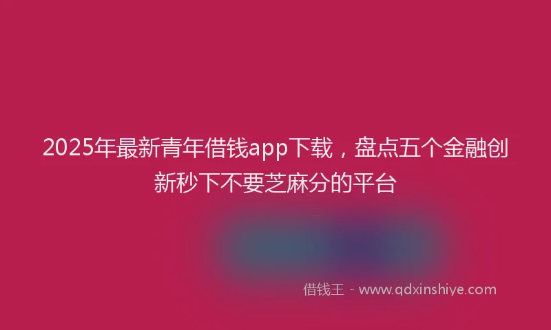 2025年最新青年借钱app下载，盘点五个金融创新秒下不要芝麻分的平台
